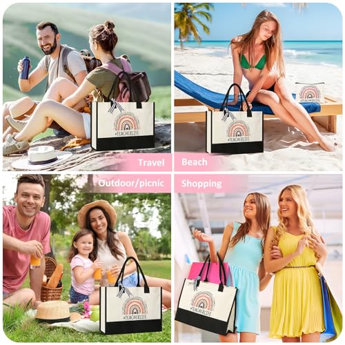 Tecanne Teacher Tote Bag with Matching Makeup Bag - Appreciation Gift Set