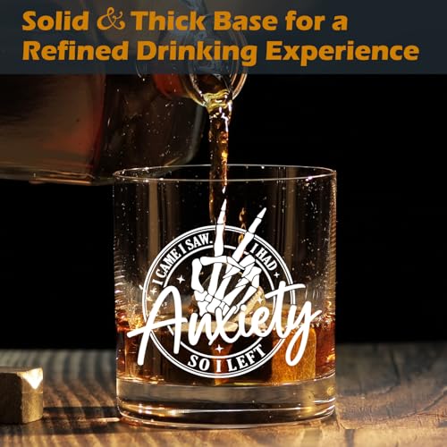Kunlisa Funny Anxiety Whiskey Glass - 10oz Gothic Skeleton Gift