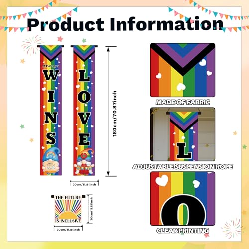 Pride Month Porch Banner Set - 3 Rainbow Signs for Outdoor Decor