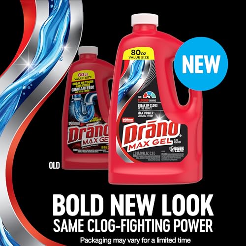 Drano Max Gel Drain Clog Remover & Cleaner 80oz 2-Pack - Safe for All Pipes