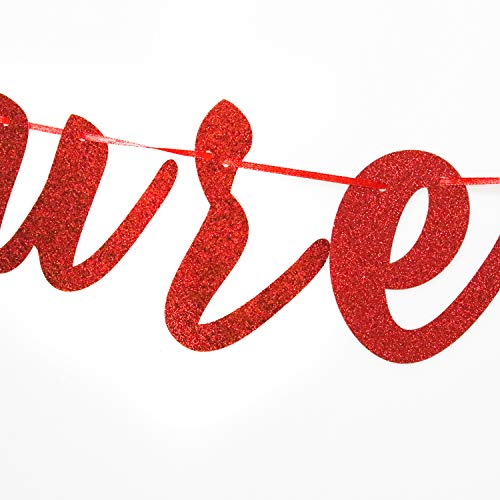 Future Doctor Banner - Red Glitter Graduation Party Decor 2026