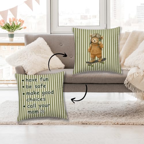 Dibor Funny Call Your Mom Bear Throw Pillow Cover 18x18 - Double-Sided Decorative Cushion for College Dorm