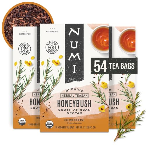 Numi Organic Honeybush Tea, 54 Herbal Tea Bags, Caffeine Free (Pack of 3)