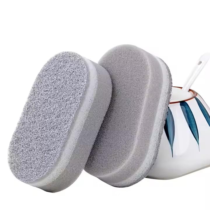 Non-Scratch Scrubbing Sponges - Reusable Cleaning Pads, Gray