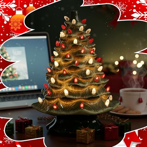 120 Pcs Ceramic Christmas Tree Replacement Lights - White & Red Small Bulbs