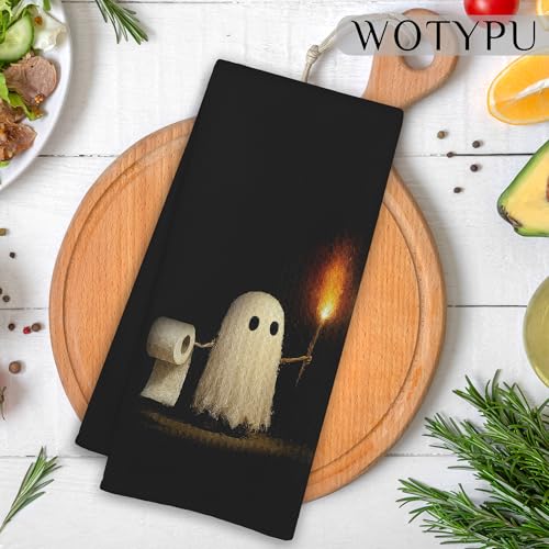 Ghost Halloween Hand Towel - 16x24 Inch Spooky Bathroom Decor