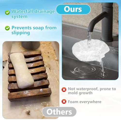 Ceramic Sea-Shell Soap Holder with Self-Draining Design - Elegant and Easy-Clean (White)