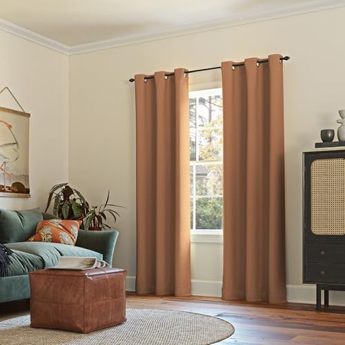 Sun Zero Easton Blackout Grommet Curtain Panel, Sunbaked Brown, 40" x 84"