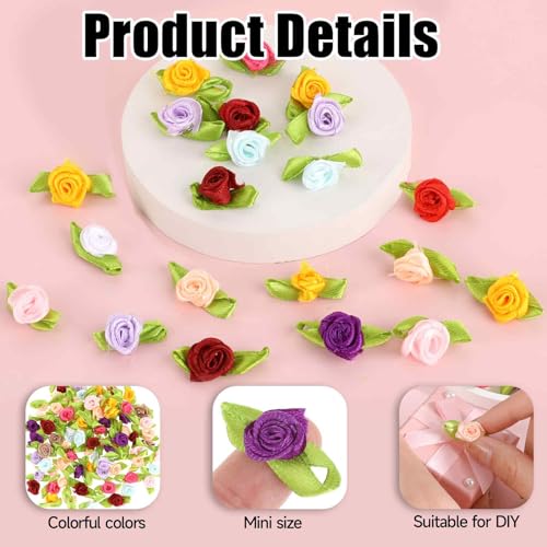 100 Mini Satin Roses for Crafts - Colorful Fabric Flowers