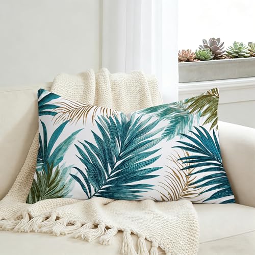Tropical Lumbar Pillow Covers Set of 2 - 12x20 Inch Velvet