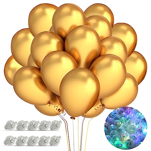 10-Inch Metallic Party Balloons with LED Lights – 20 Pack