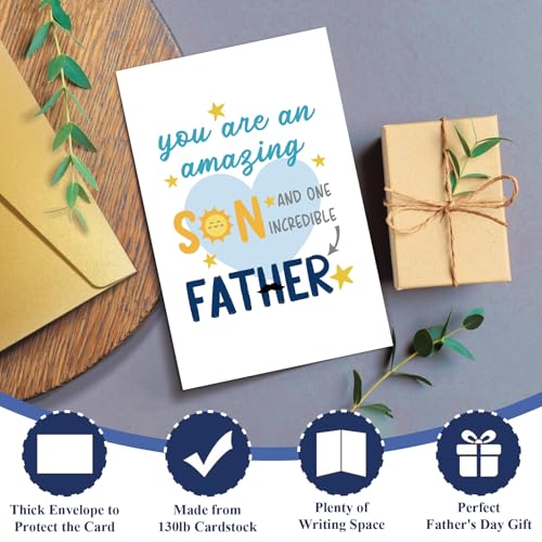 Father's Day Card for Son - Warm Message, 8x5.3 inches