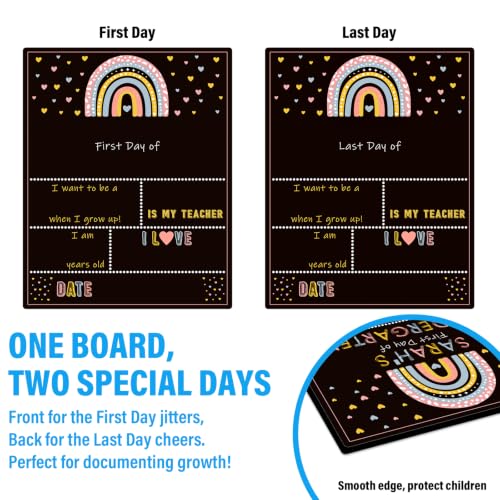 Boho Rainbow First Day of School Sign - Reusable Double-Sided Milestone Board