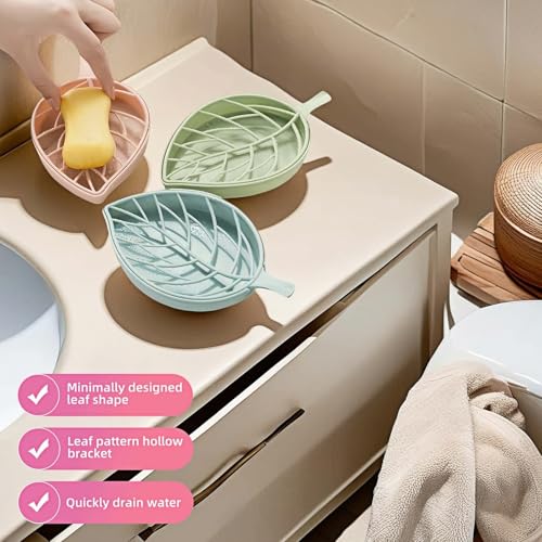 Leaf-Shaped Soap Dish Set - 2-Tier Wall-Mounted Organizer