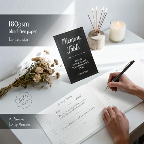 Funeral Guest Book - Elegant Leather Memory Book for Memorials