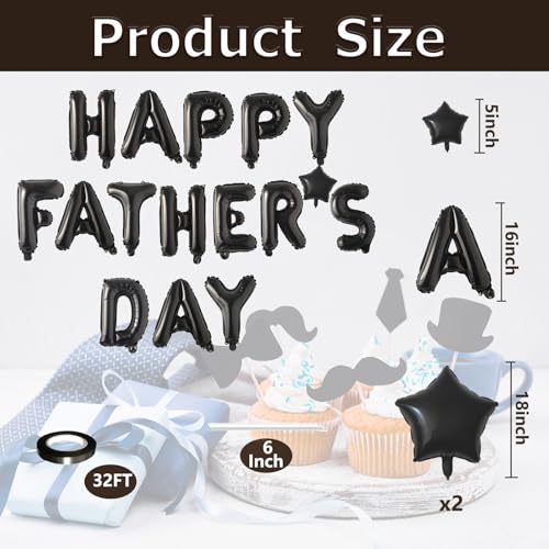 HAPPY FATHER’S DAY Balloons Banner Set with Star Balloons
