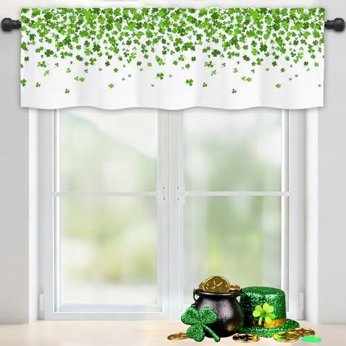St. Patrick's Day Shamrock Window Valance, 54x18 Inch Polyester Curtain