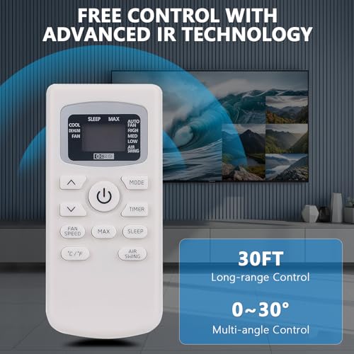 Replacement Remote Control for Black + Decker Portable AC Models BPACT12WT, BPACT14HWT, BPACT14WT, BPACT08WT, BPACT10WT