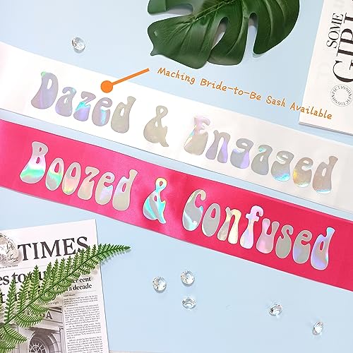 Boozed & Confused Sash for Bachelorette Party - Retro 70s Design
