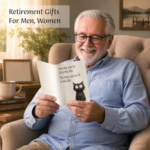 Funny 70th Birthday Card - Whimsical Black Cat Design, 5x7 Inch Greeting