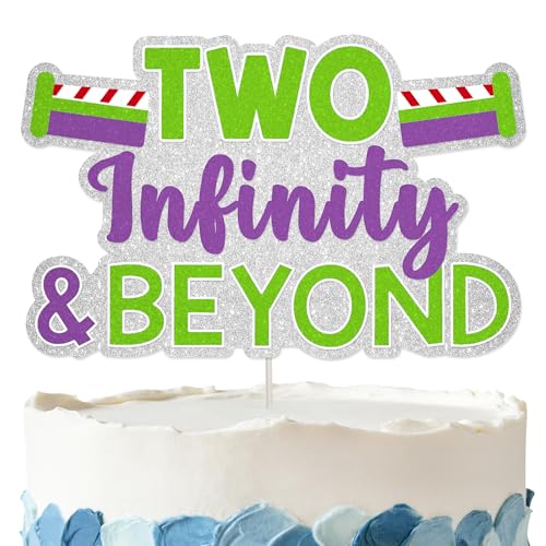 Two Infinity and Beyond Birthday Cake Topper - Glitter Decoration