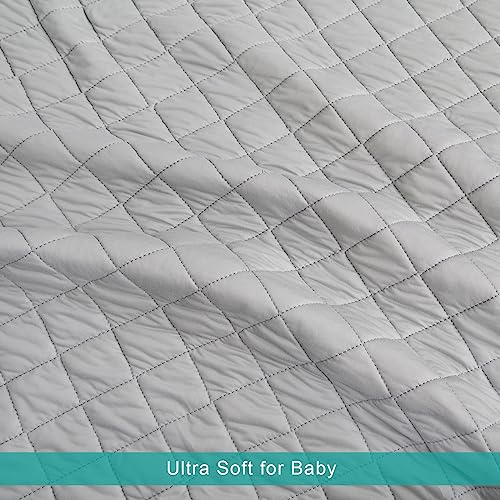 Biloban Toddler Comforter - Soft Down Alternative Quilted Blanket, 39x47 Grey
