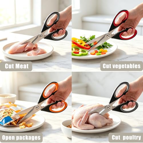 BJDDM 3 Pack Kitchen Shears - Heavy Duty Stainless Steel Scissors with Herb Stripper