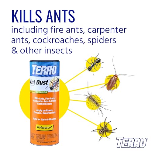 Terro Ant Dust Powder Killer - 1 lb (Pack of 12) - Waterproof Formula, 8 Months Protection, Kills Ants & Insects