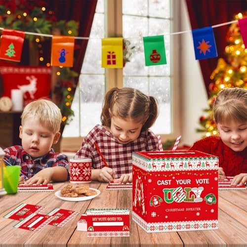 Ugly Sweater Contest Ballot Box Set with 50 Voting Cards