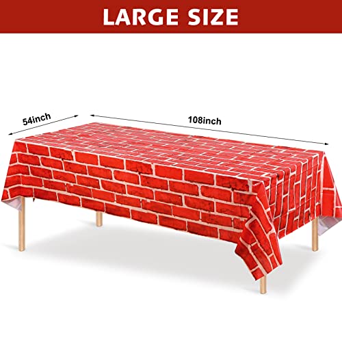 3 Pack Red Brick Tablecloths - Waterproof Table Cover for Holiday & Daily Use