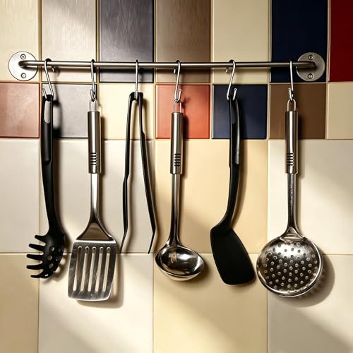 Soqool Heavy Duty S Hooks - 12-Pack Stainless Steel Organizer for Closet, Kitchen & Bathroom
