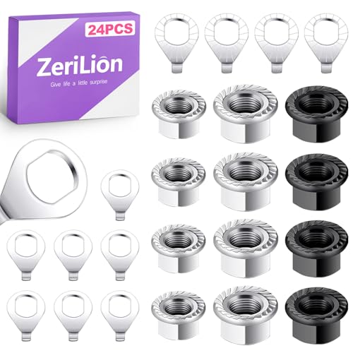 24 PCS Bike Axle Nut and Washer Kit - M8 M9.5 M10 Bicycle Replacement Parts - Mountain & Road Wheel Nuts Bolts Set - Universal Fit Bike Upgrades