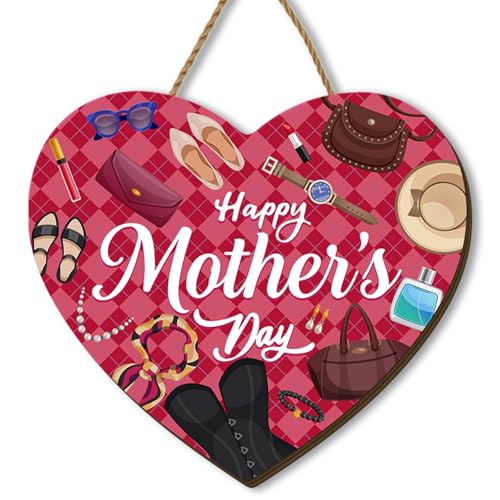 Mother's Day Wooden Welcome Sign, Pink Floral Butterfly Front Door Wreath