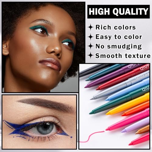 Red Eyeliner Pencil 3-Pack Waterproof Retractable Dark Red Eye Pen