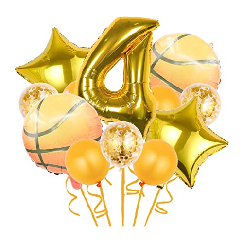 Basketball Theme Party Balloon Set - 12 Pcs Gold & Foil Balloons