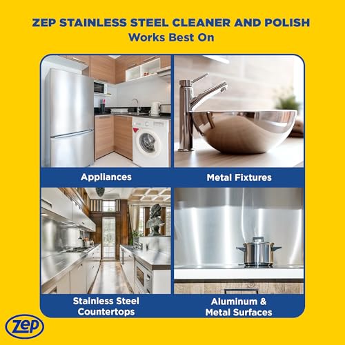 Zep Stainless Steel Cleaner & Polish 14 Ounce - Removes Fingerprints & Smudges