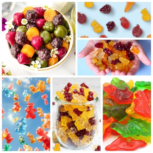 3Pcs Silicone Gummy Candy Molds Set - Bear, Dinosaur & Fruit Shapes w/ Droppers