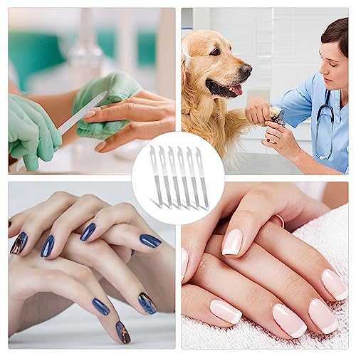 Mozeat Lens Stainless Steel Nail File Set, 6-Piece Double Sided Metal Files with Cleaner Tip for Natural and Acrylic Nails