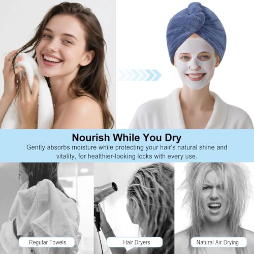 Microfiber Hair Drying Towel Wrap 2-Pack, Super Absorbent Hair Turban