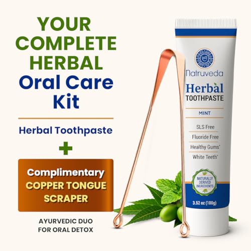 Natruveda Neem Herbal Toothpaste - Fluoride Free & SLS Free Ayurvedic Care 3.52 oz