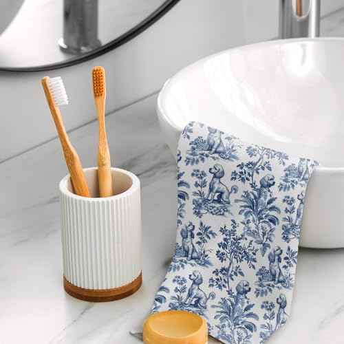 Koesus Blue and White Chinoiserie Doodle Kitchen Towel 16x24 Inch
