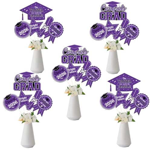 2026 Graduation Party Centerpiece Sticks - 24 Pack Table Toppers