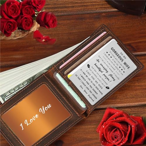 Engraved Stainless Steel Wallet Card Insert - Romantic Gift for Wife from Husband