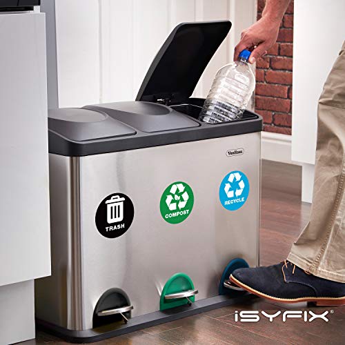 iSYFIX Recycle Stickers Mix-6 Pack for Trash Bins - 5 Inch