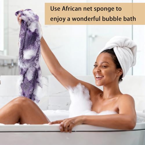 African Net Sponge Authentic Exfoliating Bath Scrubber Pink