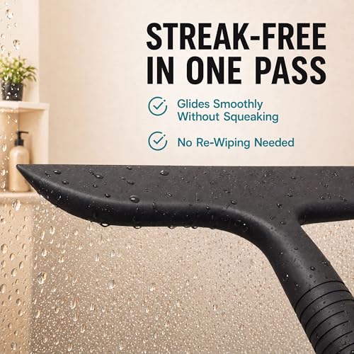 SSTOOHL Silicone Shower Squeegee with Built-In Hook - Glass Door Cleaner