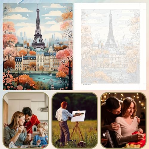 Eiffel Tower Paint by Numbers Kit for Adults - 12x16 Canvas