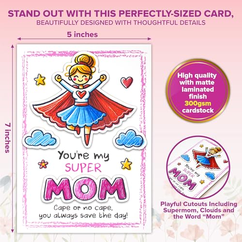 5x7 Mother's Day Card from Kids with Matching Envelope & Stickers