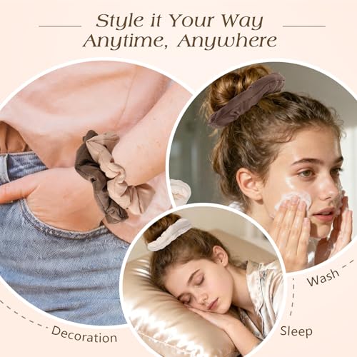 Bessrung Large Satin Hair Scrunchies 6-Pack - Damage-Free Soft Hair Ties