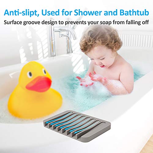 Mcyye 4-Pack Self-Draining Silicone Soap Dish and Sponge Holder